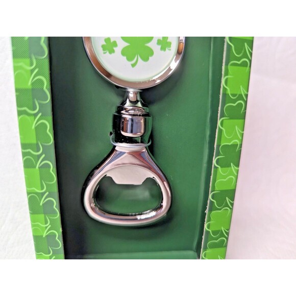 LUCKY Bottle Opener 4-Leaf Clover St. Patrick's Day Kitchen Bar Metal 3.5-in NEW - Picture 4 of 4